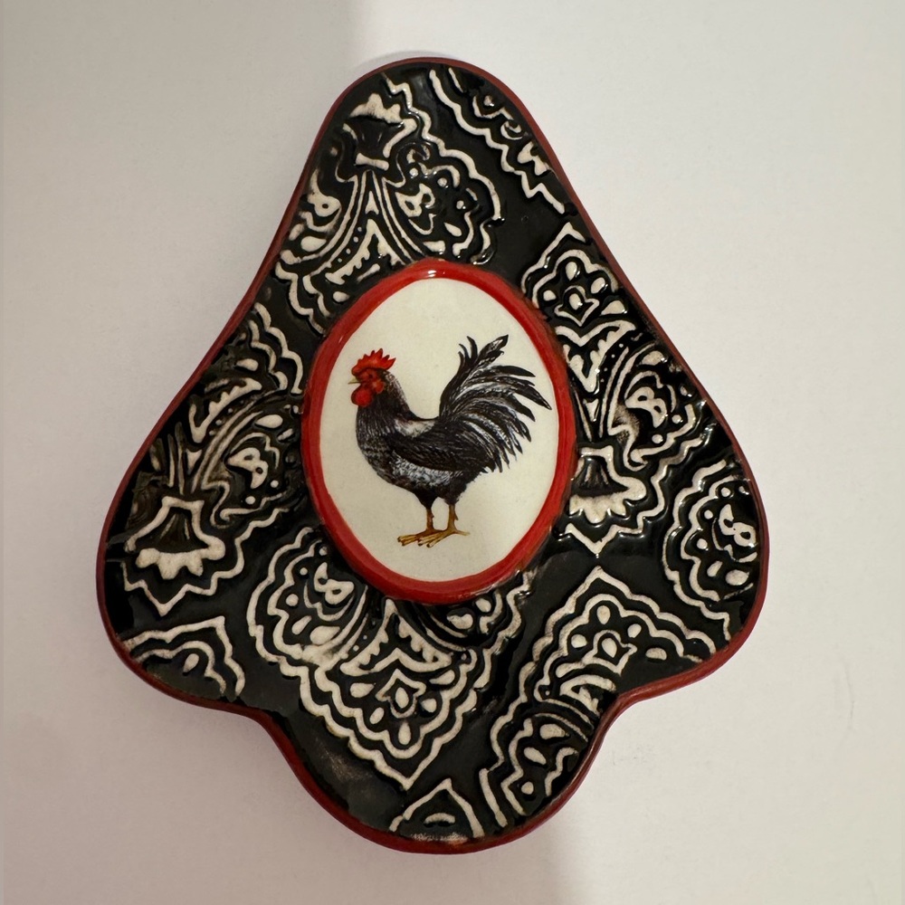 Cracker Barrel Ceramic Rooster Spoon Rest Retro farmhouse